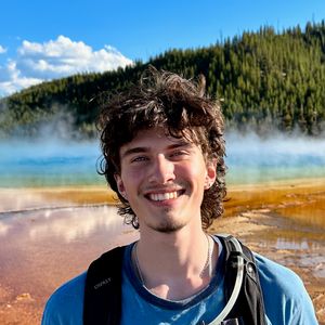 Reece at Grand Prismatic Spring in Yellowstone