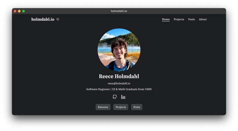 Landing page of my portfolio website